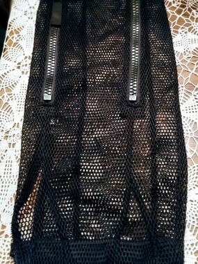 Black Mesh Pencil Skirt with Zipper Detail